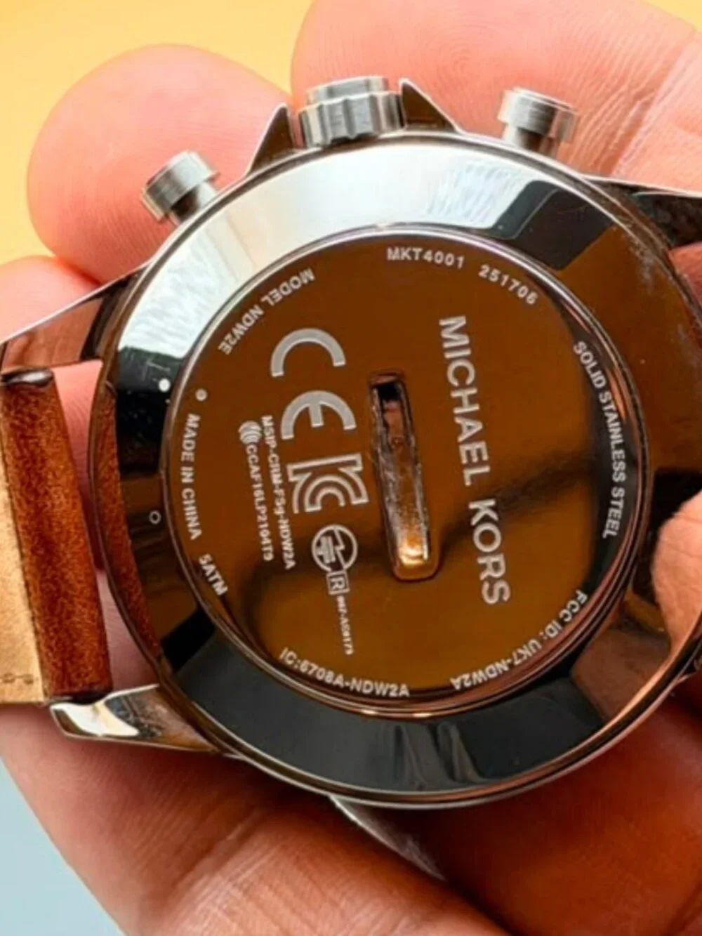 Michael Kors Men's Hybrid Smartwatch Black Dial Brown Leather Strap